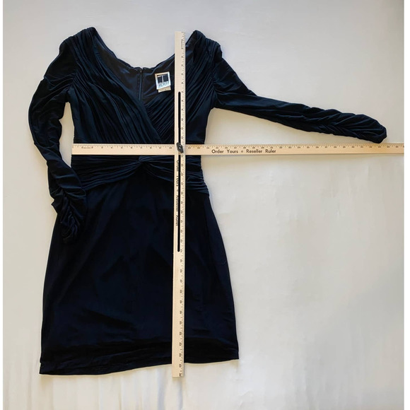 BLACK LONG SLEEVE COTTON DRESS TADASHI SIZE MEDIUM GENTLY USED - Picture 3 of 4